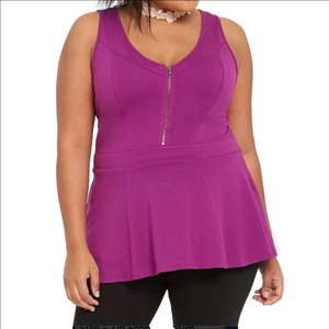 Torrid Vivid Purple Zip-Front Peplum Tank Top
